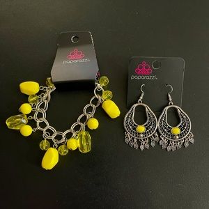 Paparazzi Earring and Bracelet Set, Silver